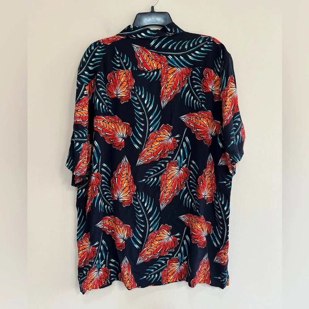 Original Penguin NWT Leaves Short Sleeve Button Down Slim Fit Camp Shirt, L - Picture 3 of 11